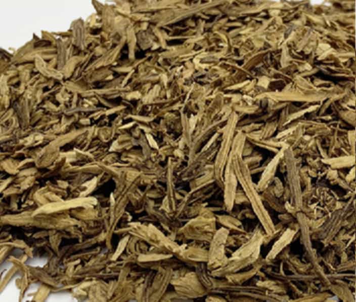 A close-up of air expansion tobacco stems being processed